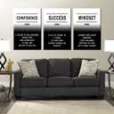 QYHART Inspirational Posters for Office 3 Piece Canvas Wall Art, Confidence Mindset Success Definition Triptych Wall Decor for Home Office Classroom 48x24 Inch