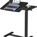 Sweetcrispy Small Standing Desk Rolling Table Adjustable Height, Laptop Mobile Stand with Wheels, Portable Computer Workstation with Tiltable Desktop for Teacher Classroom Home Office, Black (15.7" x 27.6" x 43.3")