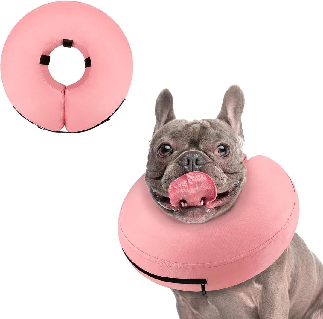 Supet Inflatable Dog Cone Collar for Dogs, Soft Cone Collar for Dogs Cats, ECollar Doggie Neck Donut Dog Cone Alternative After Surgery, M