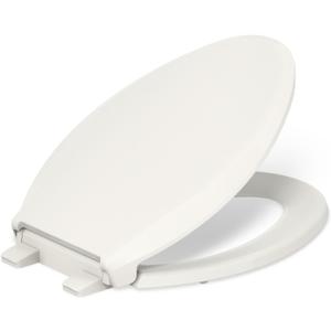 KOHLER 4636-RL-96 Cachet ReadyLatch Elongated Toilet Seat Slow Close Soft Close, Toilet Seat Quiet Lid, Contoured Grip-Tight Bumpers Installation Hardware, Apartment Essentials, Biscuit