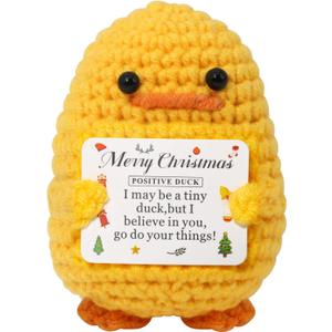 5 x Cute Handmade Positive Crochet Animals Duck, Funny Emotional Cheer Support Knitted Tiny Duck Potato Doll for Women Men Her Him