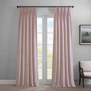 HPD Half Price Drapes Heritage Plush Velvet Curtains for Bedroom (1 Panel) 25 X 108 French Pleat Room Darkening Curtains for Living Room, Ballet Pink