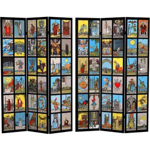 6 ft. Tall Double Sided Rider-Waite Tarot Canvas Room Divider (6 Foot - 3 Panel)