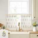 Yellow and Green Kitchen Curtains,Cottage Core Wildflower Meadow Floral French Country Bright Colorful Sunflower Theme Curtains for Bathroom Window, 24 x 18