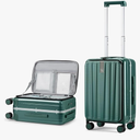 Hanke 20 Inch Carry On Luggage Aluminum Frame Front Opening Rolling Suitcase PC Hard Sided Luggage with Spinner Wheels Travel Luggage for Woman Men Gifts.(Dark Green)