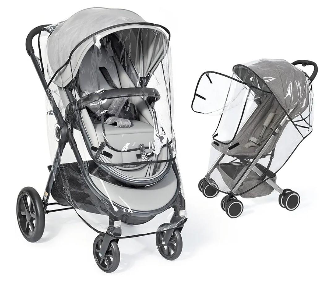 Universal Clear Stroller Rain Cover, No-zip Waterproof Stroller Cover - Food Grade EVA, Baby Travel Weather Shield, Breathable Rain Cover for Most Single Strollers, Joggers Accessories for Rain, Black