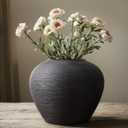 Rustic Ceramic Vase, 7" Black Farmhouse Tall Vase, Vintage Vases, Modern Terracotta Decor Vases for Home Decor, Living Room, Entryway, Table Centerpieces, Shelf, Kitchen, Housewarming Gifts