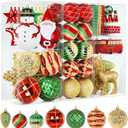 Alupssuc 100 Pcs Christmas Ball Ornaments Set, Santa Claus and Snowman Christmas Tree Decoration Baubles for Indoor Outdoor Holiday Wedding Party Decoration Tree with Hanging Rope, Red & Green & Gold