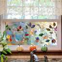 BlissYard Floral Privacy Window Film 39.3×17.7 Inchs Rainbow Window Film PVC Stained Glass Sticker Static for Glass Door Home and Office Bedrooms Home Decorations Anti-UV Sun