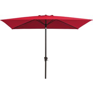 JEAREY 6.5x10ft Olefin Rectangular Patio Umbrella, Red | Rectangle Outdoor Umbrellas with Auto Tilt Crank System, Fade-Resistant Market Table Umbrella for Pool, Deck, Garden and Yard