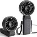 JISULIFE Handheld Fan Life7  Ultimate Flexibility: High-Power Motor, LED Display, 19.5 Hrs Cooling, 5000mAh Rechargeable, 5-Speed, Foldable Design, 3-IN-1 Portable Fan for Travel Cruise Beach(Black)