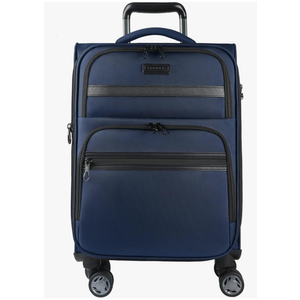 KROSER Softside Expandable Carry On Luggage with Spinner Wheels & Built-in TSA Lock, Durable Suitcase Rolling Luggage with USB Port, Carry-On 20-Inch, Navy