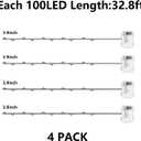 Curyidy Purple White Orange String Lights Halloween Decorations, 100LED Copper String Lights Battery Operated Fairy Lights with Remote Control for Home, Christmas,Party, Halloween Decor- 4 Pack