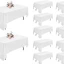12Pack White Rectangle Tablecloths - 60x102 Inch Polyester Tablecloths for 6 Foot Tables, Wrinkle Resistant Washable Fabric White Table Clothes for Christmas, Wedding, Banquet, Party