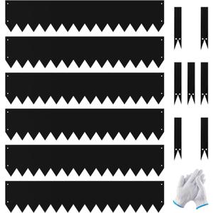 20Ft.Galvanized Steel Landscape Edging(6-Pack)-6"x40" Metal Garden Edging,7 Clips&Gloves,Hammer-in,No Dig,Rustproof,for Landscaping,Tree Rings,Garden,Yard&PathwayBlack