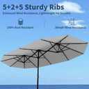 15FT Double Sided Patio Umbrella with Base Included Large Outdoor Market Umbrella with Crank Handle, UV Resistant Canopy, Sturdy Frame for Garden, Poolside, Deck, Light Gray