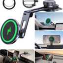 Tesla Phone Mount Charger for iPhone MagSafe Hidden Foldable Design 15W Wireless Charging, Universal Car Magnetic Dashboard Phone Holder, Tesla Model 3/Y/Cybertruck Accessories