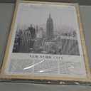 HesenDot New York Natural OAK Wood Framed City Wall Art,12x16in City Skyline Canvas Wall Print Poster,Black and White Modern Urban Landmark Wall Decor for Living Room Bedroom Office Gallery,Set of 1