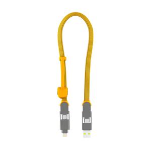 Rolling Square inCharge XL 30 cm - USB-C Cable, Universal Smartphone Cable, Gift for Men, 6-in-1 Universal Charger for Smartphones, Technical Gadget, Yellow, Lightning Cable 100W