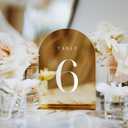 JINMURY Gold Mirror Arch Table Numbers for Wedding, 20 Pack 5x7" Gold Mirror Arch Acrylic Signs with Stand Acrylic Table Numbers 1-20, Perfect for Wedding Reception