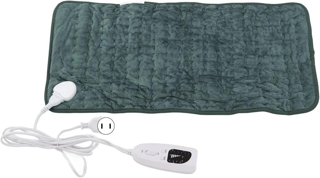 Soft Plush Back Electric Heating Pad with 6 Levels Rapid Heat, 60x30cm, Ideal for Home, Office, Travel & Business Trip (US Plug 110V)