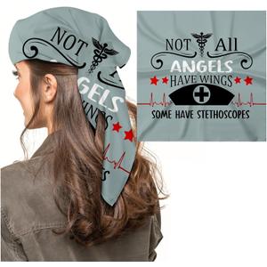 4 x Silk Scarf for Women,Digital Printed Scarves 20.8" x 21.6" Neck Scarf Breathable Lightweight for Nurses Gift Packed (All Angels..)