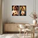 XLMDYYSW Sacred Heart Canvas Wall Art 2 Panel Jesus and Mary Portrait Picture God Divine Mercy Painting Christian Catholic Prints for Church Decor Framed (White, 16.00" x 24.00" x 2PCS)
