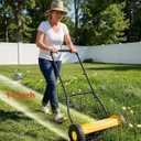 14-Inch Hand Push Reel Lawn Mower, 5-Blade Manual Push Lawnmower, 0.4-4 Adjustable Cutting Height, Lightweight for Small/Medium Yards, Easy Assembly, Compact & Quiet, Yellow
