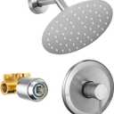 HUCKLE Shower Faucet Set with Valve,8-Inch High Pressure Rainfall Brushed Nickel Shower Head, SUS304 Stainless Steel Single Handle Bathroom Trim Kit, Anti-Rust Bathroom Fixtures System