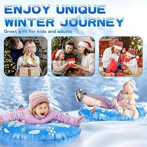 40’’ Snow Tube, Inflatable Snow Tubes for Kids & Adults, Thickened Heavy Duty Sled with Cold-Resistant PVC and Raised Handle, Winter Toys for Outdoor Sledding, Christmas Snow Sleds Gift