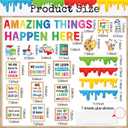 Qilery Bookshelf Bulletin Board Set Motivational Classroom Decor Reading Library Bulletin Board Set Inspirational Cutout for Back to School Classroom Decoration (Amazing Thing Happen Here)