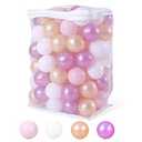Ball Pit Balls Pack of 100 200 500 - Star and Round Set BPA Free Phthalate Free Non-Toxic Crush Proof Play Balls Soft Plastic Balls for Toddlers Baby Kids Birthday Pool Tent Party (100 Balls - Pearl 6 Colors)