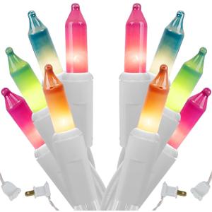 WATERGLIDE 2 Pack Easter String Lights, Christmas Lights, 100 Count 20FT White Wire Mini Pastel Fairy Lights, 120V UL Certified for Patio Wreath Garland Garden Outdoor Indoor Decoration, Multicolor