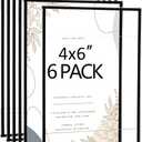 Acrylic Picture Frames 4x6 Set of 6,Black Photo Frames Collage Wall Decor,No Drilling 4x6 Floating Hanging Picture Frames for Home, School, Office - Black Color