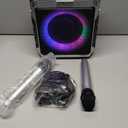 Portable Karaoke Machine, with Wireless Microphones, Bluetooth Party Speaker with LED Lights, Loud Subwoofer, USB/AUX, Outdoor Karaoke Speaker for Adults & Kids, Matte Silver