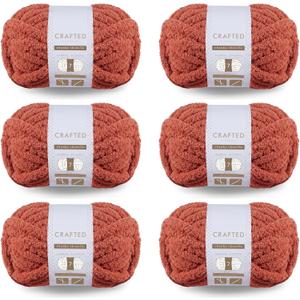 Crafted by Catherine Chunky Chenille Yarn - 6 Pack (8 oz / 227 g, 31.7 Yards Each Skein), Clay, Gauge 7 Jumbo