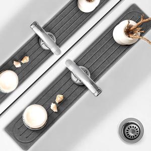 Faucet Mat for Kitchen Sink, Diatomite Stone Drying Mat & Sink Protector, Prevent Moisture, Quick-Dry Splash Guard for Kitchen & Bathroom Counter, Dark Grey, 23.6" x 3.9"