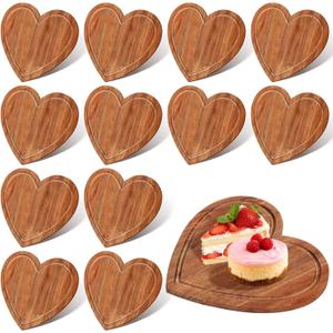 12 Pcs Valentine Day Gifts Heart Cutting Board 8.7x7.8 Inches Acacia Wood Bread Board Cheese Serving Charcuterie for Meat Cheese and Vegetables Women Gifts