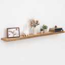Floating Shelves for Wall, 60"x9.3" Rustic Solid Live-Edge Elm Wood Wall Shelves, Heavy-Duty Floating Shelves with Invisible Brackets for Living Room, Bedroom, and Kitchen, Natural Finish