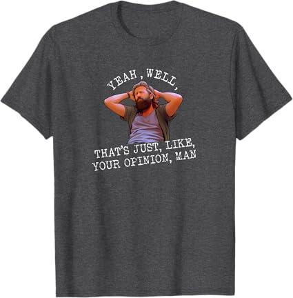 Sarcastic Tee by Elbes Yeah, Well you Know, That's Just Like Your Opinion, Man Meme T-Shirt Unisex-Adults Dark Heather Grey, Size Small, Classic Fit Short Sleeve Collarless V-Neck Retro-Modern T-Shirt