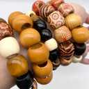 200Pcs Large Hole Barrel Wood European Loose Beads 4 Colors Natural Wooden Dreadlock Hair Braid Beads for Hair Braids Jewelry Bracelet Necklace Making 16x16-17mm