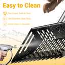 Pugala 5-in-1 Large Chicken Poop Scooper & Rake 24" to 68" Long Adjustable Stainless Steel Handle, 10" Wide Metal Sifting Shovel Head Heavy Duty Chicken Coop Cleaning Tool for Litter & Sand,Black