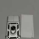 Janmitta Case for iPhone 16 Phone Cover Built in Slide Camera Lens Cover+Screen Protector, Heavy Duty Shockproof Full Body Phone Case with Finger Ring Holder Kickstand, Silver