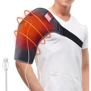 Heated Shoulder Wrap USB Powered Shoulder Heating Pads for Shoulder Pain Upper Arm Muscle Relief, 3 Heating Settings Portable Shoulder Heat Pad