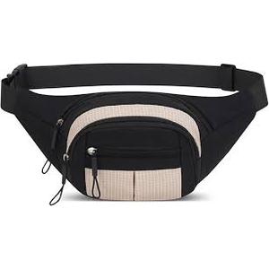 Ausion Fanny Pack Waist Bag for Men&Women Adjustable Belt Hip Bum Bag Fashion Water Resistant Hiking Waist Bag for Traveling Casual Running Hiking Cycling, Black