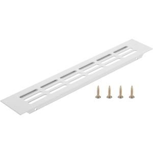 PATIKIL Door Air Vent Cover, 10 x 1.7 Inch (Outer Dimensions) Aluminum Louvered Ventilation Grille Rectangle Toe Kick Vent with Mounting Screws for Shoe Cabinet Wardrobe, White