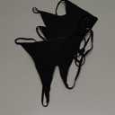 Cotton G String Thongs for Women T Back Gstring Underwear Seamless Panties Tangas Sexy 4 Pack Set (Small, Black)
