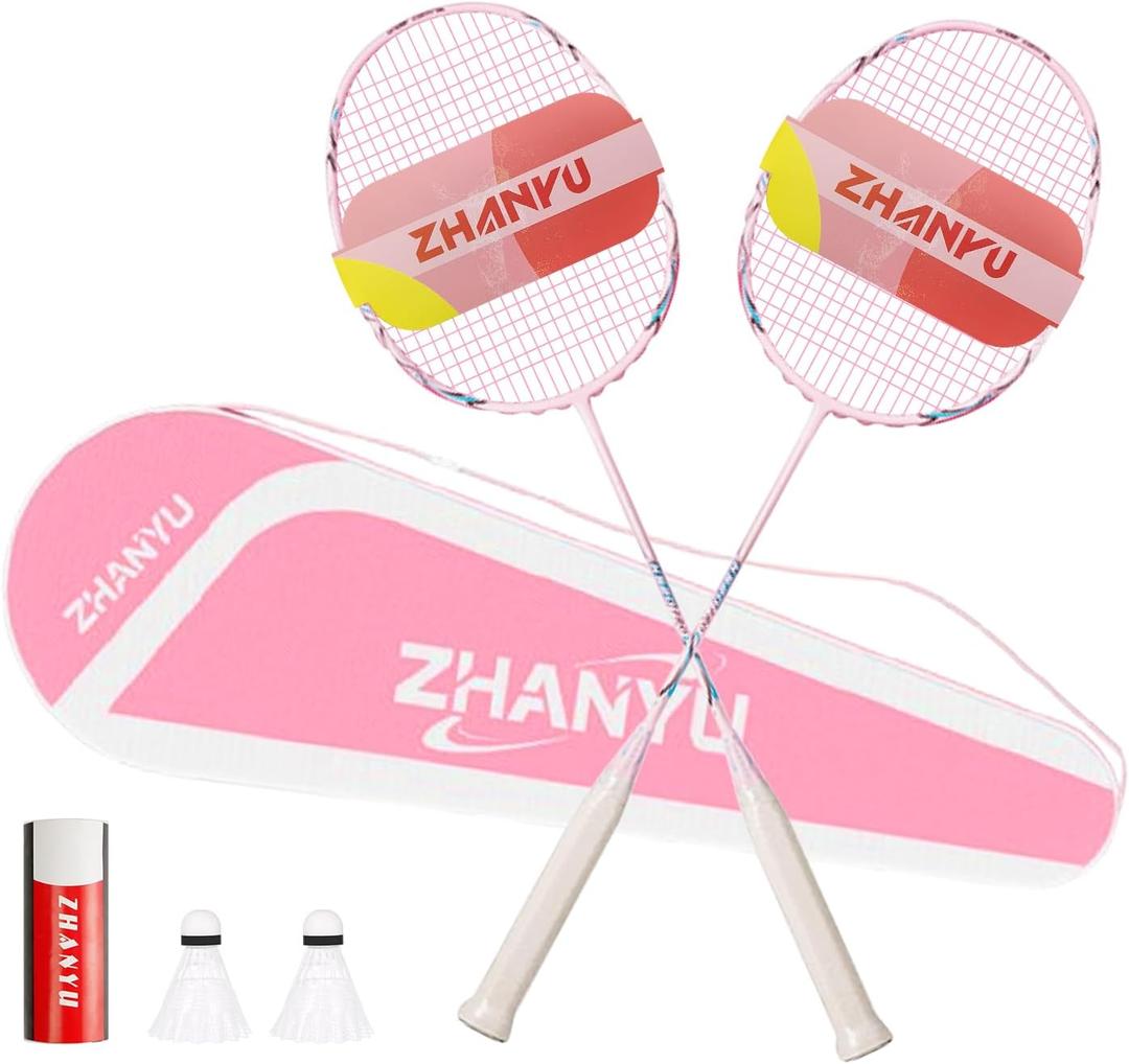 Badminton Rackets,Badminton Racket Set,Both Offensive and Defensive,Composite Carbon Ultra Light 82g Professional Training Racket,Including 2 Rackets,2 Shuttlecocks,and 1 Bag