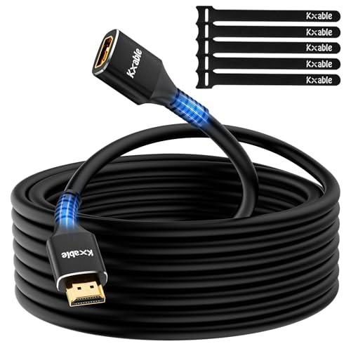 8K HDMI Extension Cable 15 FT, HDMI 2.1 Ultra High Speed Male to Female Cord Adapter, 26AWG OFC Conductor, Compatible with Roku TV Stick PS5 PS4 Xbox Laptop PC Player Google Chromecast Wii U HDTV