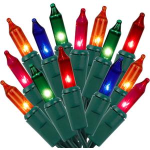 LJLNION Christmas Lights, 150 Count 33 FT Green Wire Xmas Tree Lights, 120V UL Certified Connectable for Holiday Party Outdoor Indoor Decoration, Multicolor